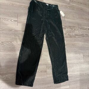 a new day Women's Velvet Straight Leg Pants in Dark Green